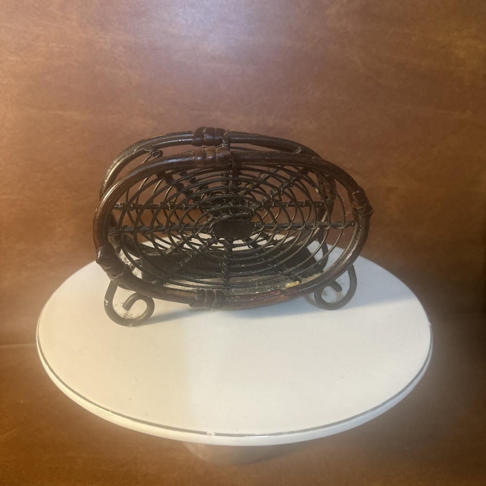 Rustic Metal+Bamboo Letter/ Napkin Holder
